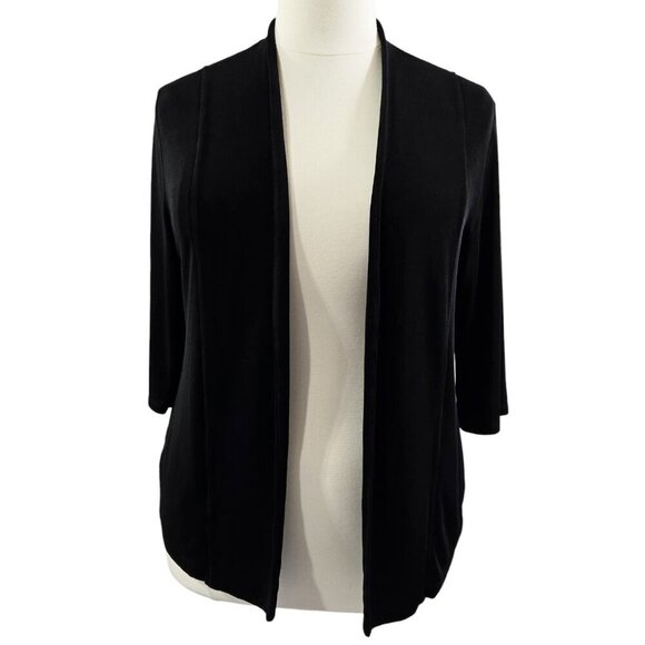 Chico's Travelers Black Open Front Slinky Knit Cardigan Pockets Capsule Stretch - Picture 1 of 8